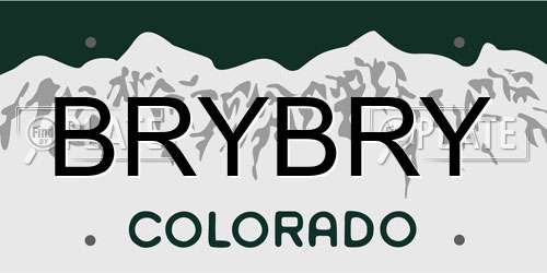 BRYBRY Colorado License Plate