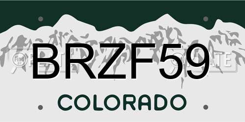 BRZF59 Colorado License Plate