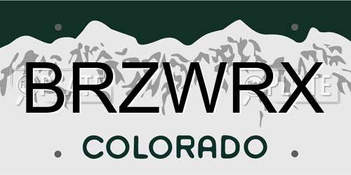 BRZWRX Colorado License Plate