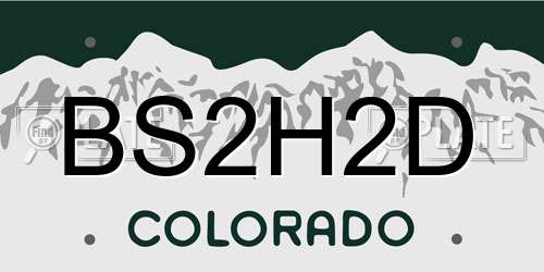 BS2H2D Colorado License Plate