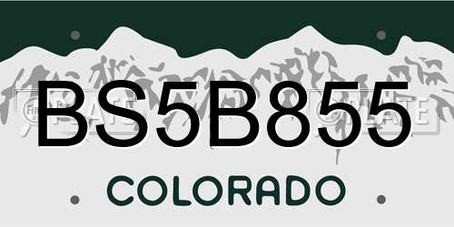 BS5B855 Colorado License Plate