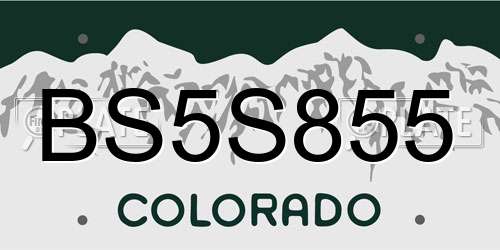 BS5S855 Colorado License Plate