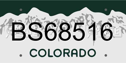 BS68516 Colorado License Plate