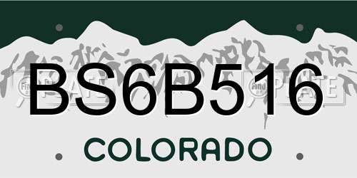 BS6B516 Colorado License Plate
