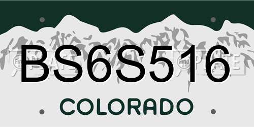 BS6S516 Colorado License Plate