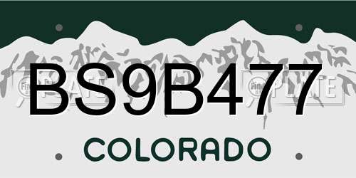 BS9B477 Colorado License Plate