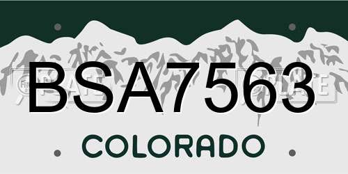 BSA7563 Colorado License Plate