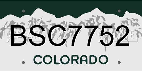 BSC7752 Colorado License Plate