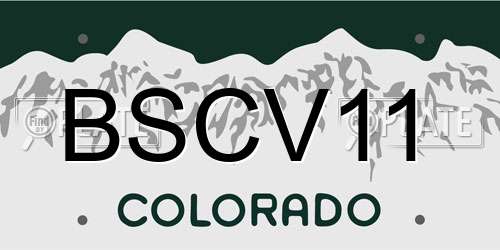 BSCV11 Colorado License Plate