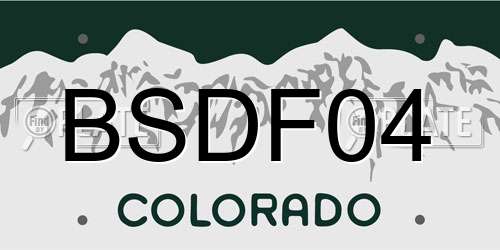BSDF04 Colorado License Plate