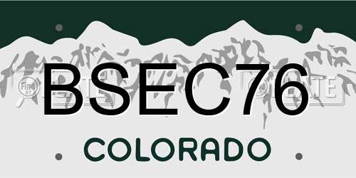 BSEC76 Colorado License Plate