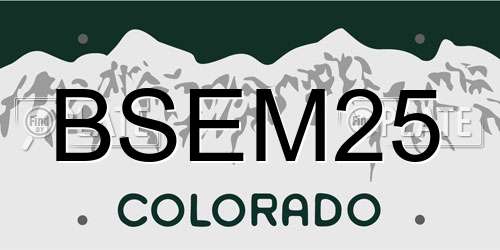 BSEM25 Colorado License Plate