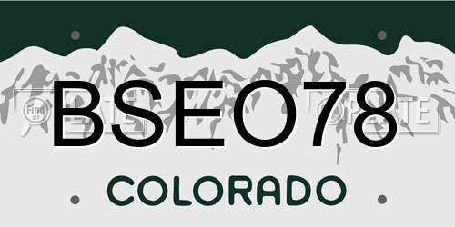 BSEO78 Colorado License Plate