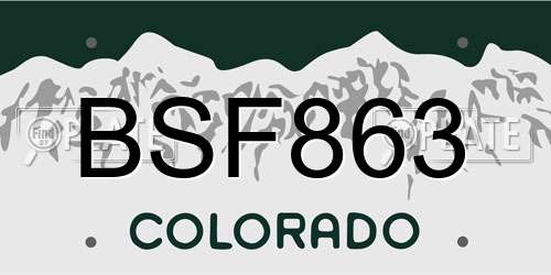 BSF863 Colorado License Plate