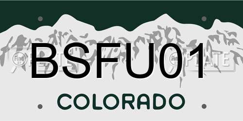 BSFU01 Colorado License Plate