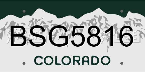 BSG5816 Colorado License Plate