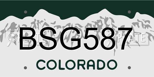 BSG587 Colorado License Plate