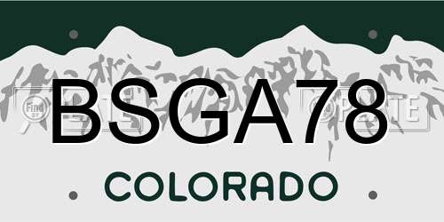 BSGA78 Colorado License Plate