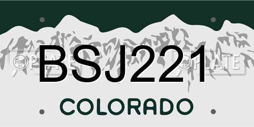 BSJ221 Colorado License Plate