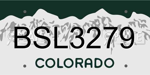 BSL3279 Colorado License Plate