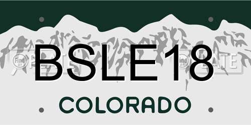 BSLE18 Colorado License Plate