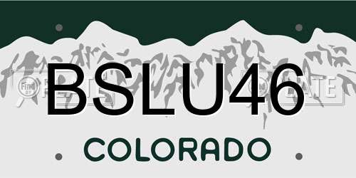 BSLU46 Colorado License Plate