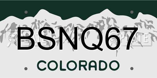 BSNQ67 Colorado License Plate