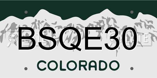 BSQE30 Colorado License Plate