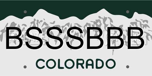 BSSSBBB Colorado License Plate