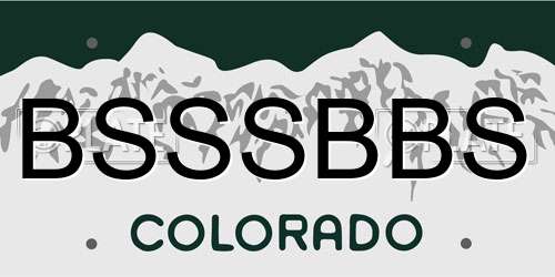 BSSSBBS Colorado License Plate