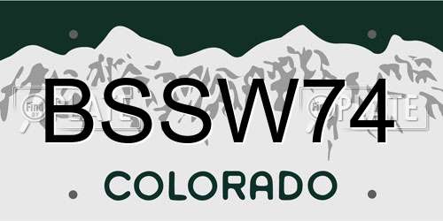 BSSW74 Colorado License Plate