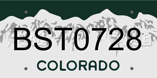 BST0728 Colorado License Plate