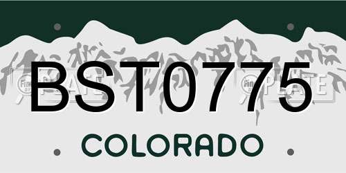 BST0775 Colorado License Plate
