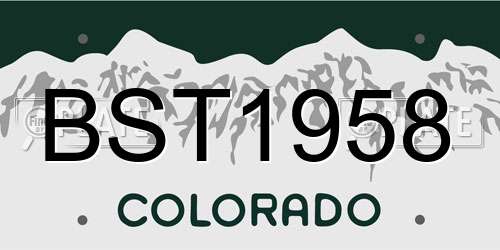 BST1958 Colorado License Plate
