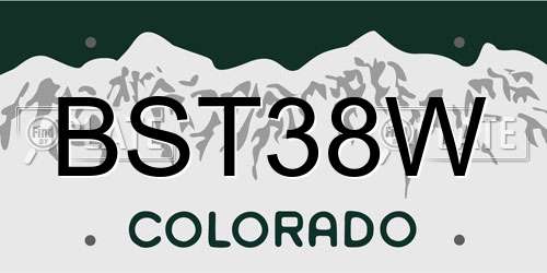 BST38W Colorado License Plate
