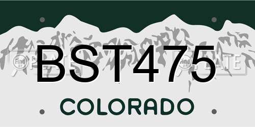 BST475 Colorado License Plate