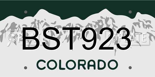 BST923 Colorado License Plate