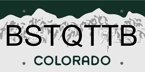BSTQTTB Colorado License Plate