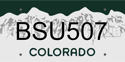 BSU507 Colorado License Plate