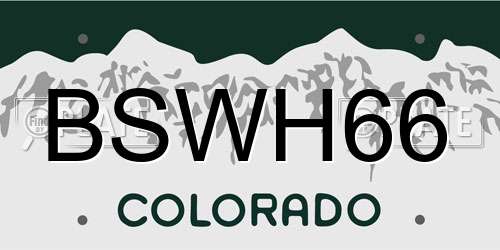 BSWH66 Colorado License Plate