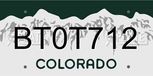 BT0T712 Colorado License Plate