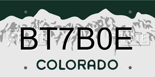 BT7B0E Colorado License Plate