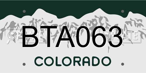 BTA063 Colorado License Plate