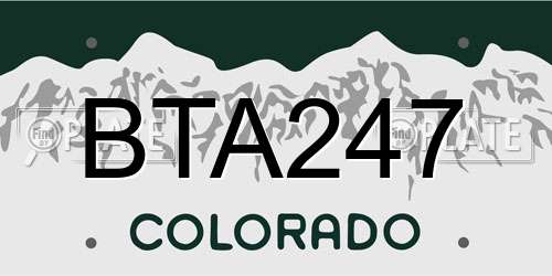 BTA247 Colorado License Plate