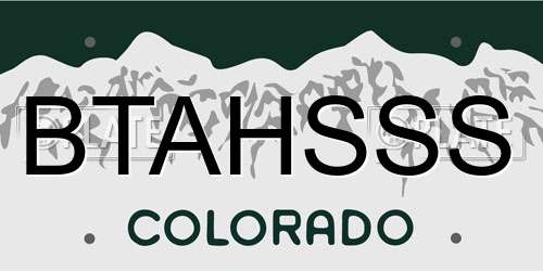 BTAHSSS Colorado License Plate