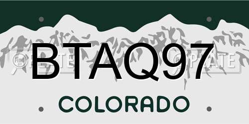 BTAQ97 Colorado License Plate