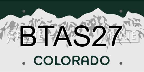 BTAS27 Colorado License Plate