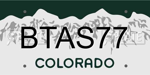 BTAS77 Colorado License Plate