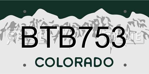BTB753 Colorado License Plate