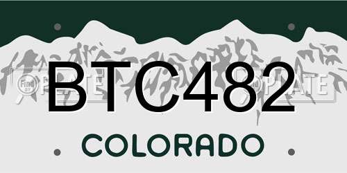 BTC482 Colorado License Plate